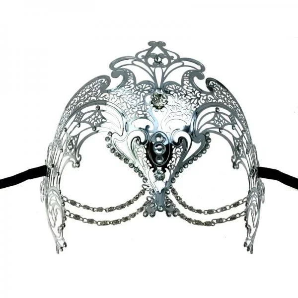 Metal Mask – Silver with Clear Diamonds