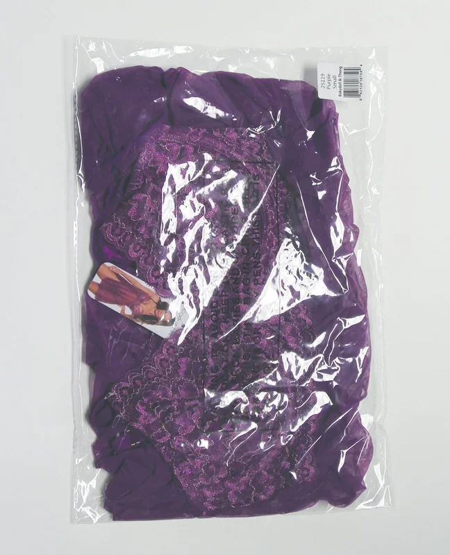 Metallic Stretch Lace & Mesh Babydoll w/Thong – Purple SM