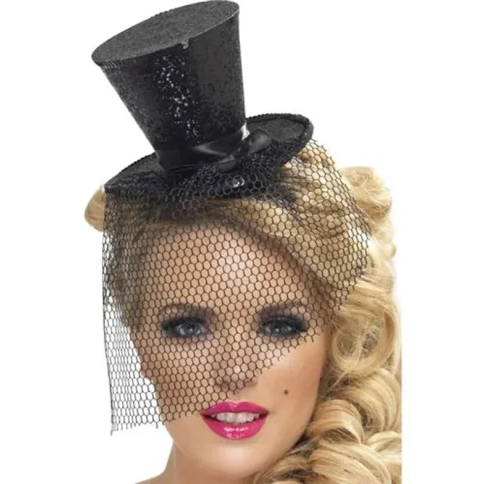 Mini Top Hat on Headband – Black