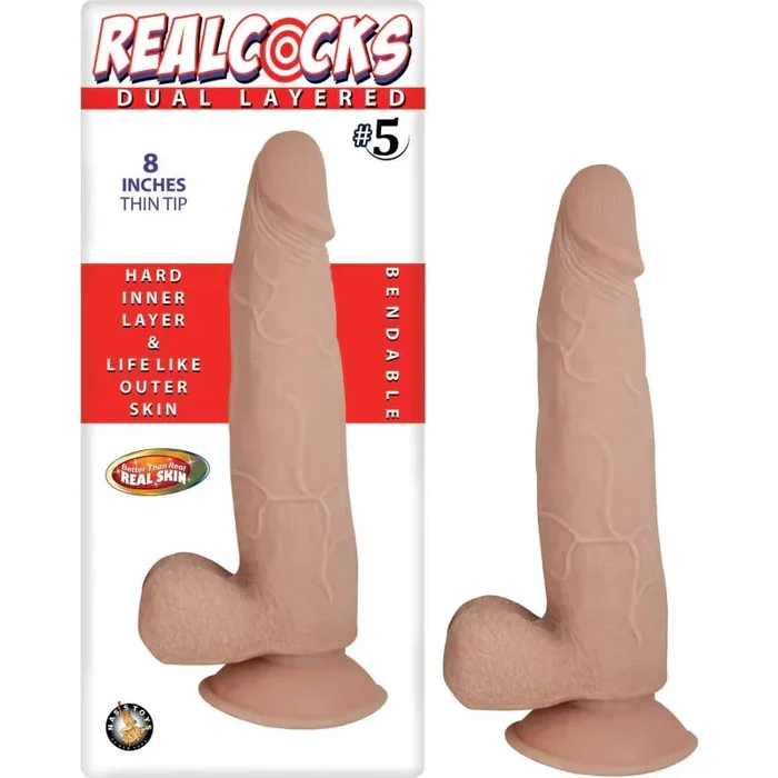Nasstoys Real Cocks Dual Layered, No.5 Flesh Thin Tip, 8 Inch
