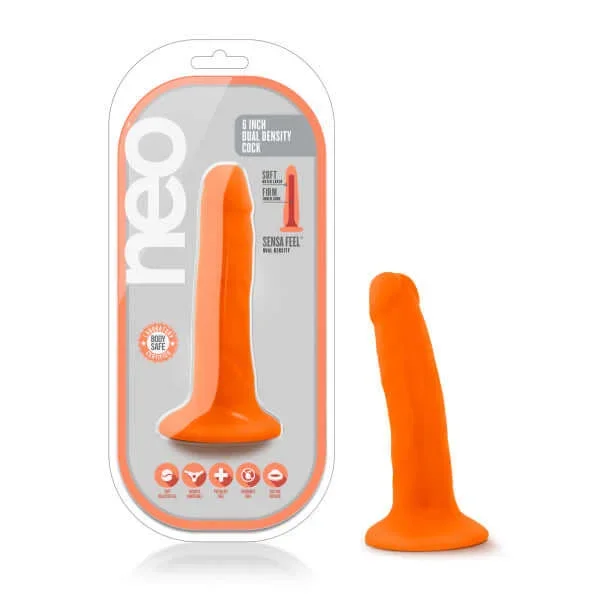 Neo 5.5 Inches Dual Density Cock Neon Orange