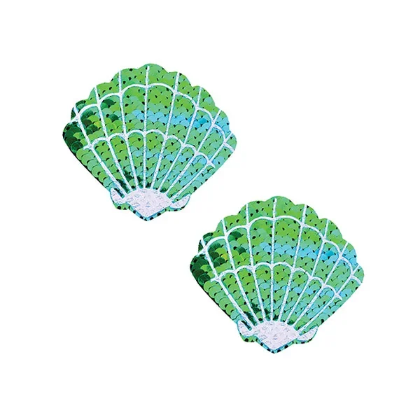 Neva Nude Sequins Sea Shells Under the Sea Pasties – Green/Blue O/S