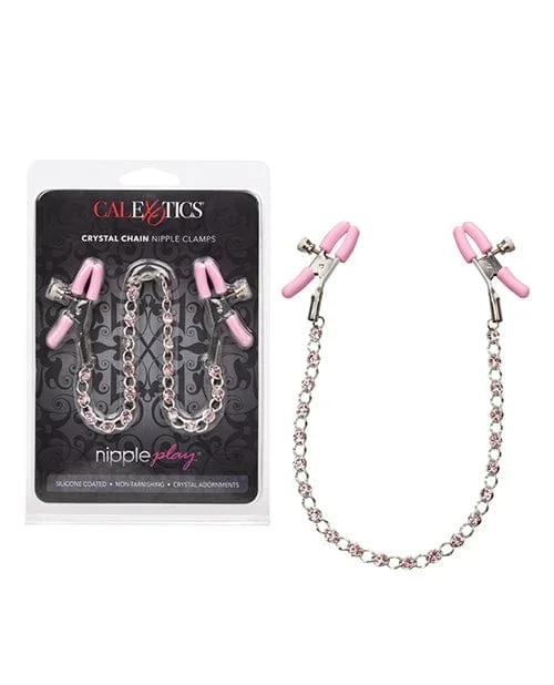 Nipple Play Crystal Chain Nipple Clamps – Pink