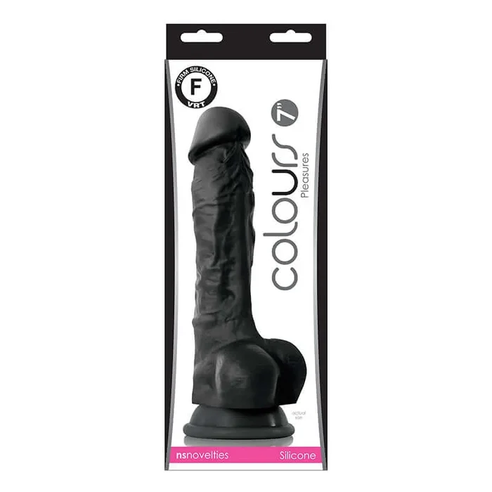NS Novelties Colours Pleasures 7-Inch Dildo Black – Silicone, Phthalate-Free, Suction Cup