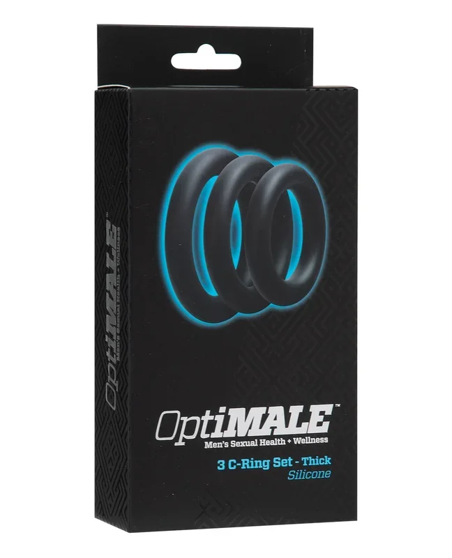 OptiMale Thick C Ring Kit Silicone Set Black 32mm 38mm 42mm
