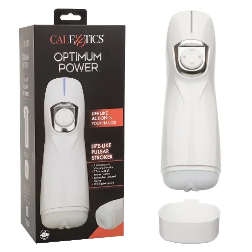 Optimum Power Lifelike Pulsar Stroker White Male Masturbator with Vibration and Suction Functions