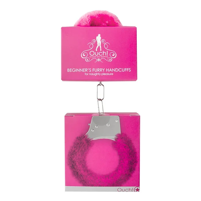 Ouch! Beginner’s Furry Handcuffs With Quick-Release Pink