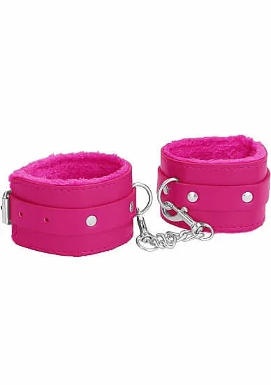 Ouch! Plush Leather Handcuffs Pink – Embrace Comfort and Sensuality in Bondage Play