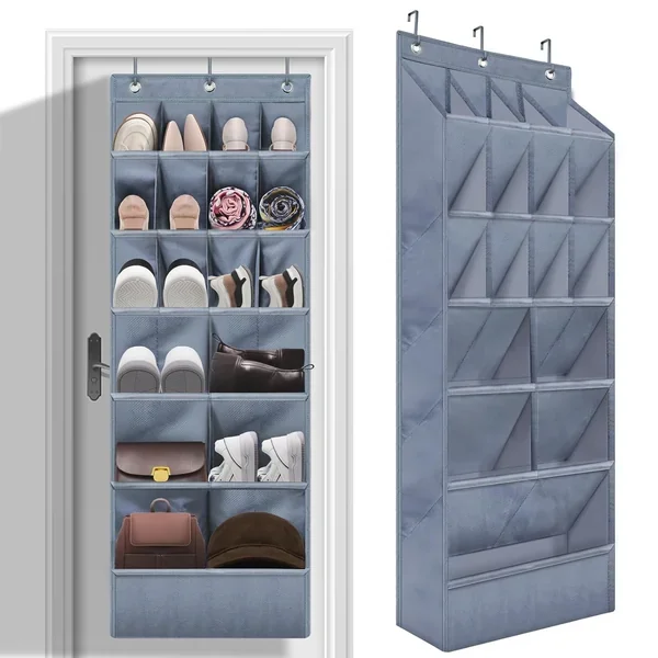 Over The Door Shoe Organizers With Large Pocket, Hanging Shoe Rack For Closet Sh