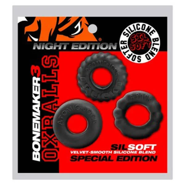 Oxballs Bonemark 3-Pack Boner Cockring Kit – Black