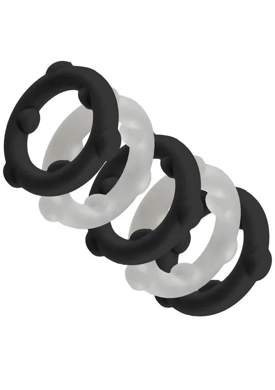 Oxballs Gearheads Silicone Spinner Cock Rings (5 Pack) – Black/Vapor