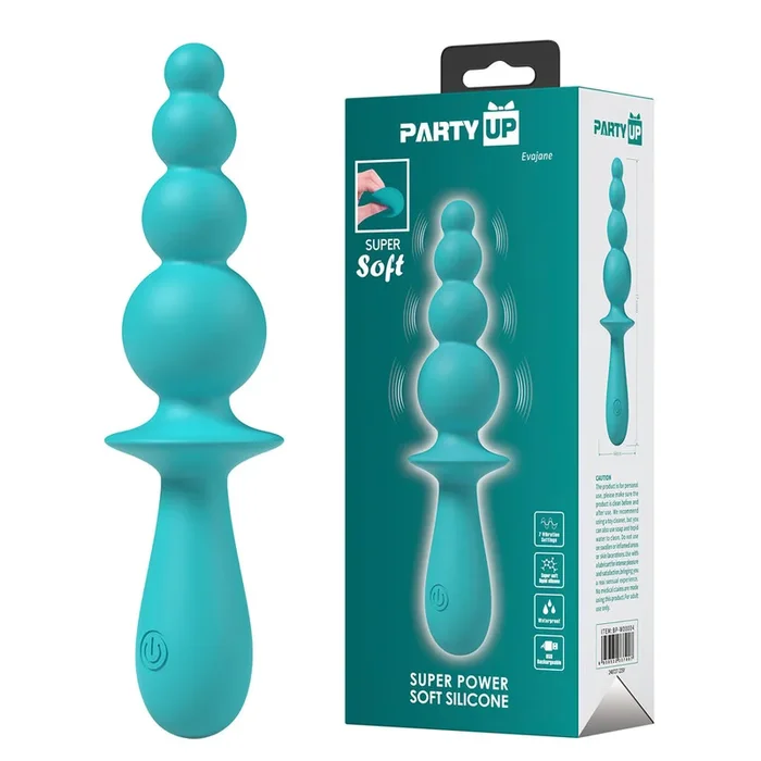Party Up EVAJANE – Teal – Teal 17.1 cm USB Rechargeable Beaded Vibrator