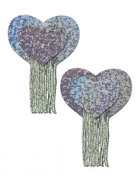 Pastease – Silver Glitter Heart with Tassel Fringe
