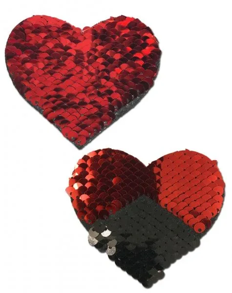 Pastease Color Changing Flip Sequins Hearts – Red/Black O/S