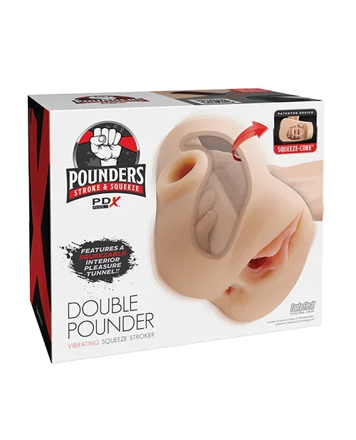 PDX Plus Double Pounder Vibrating Squeeze Stroker with Squeeze-Core Design