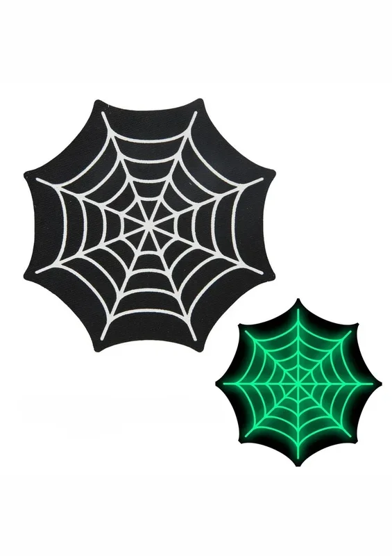 Peekaboos Glow in the Dark Spider Web Pasties Black Premium 2 Pairs