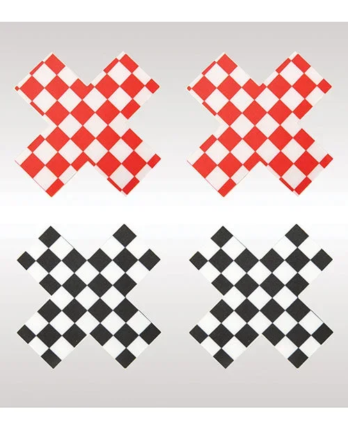 Peekaboos Off the Wall Checkered Pasties – 2 Pairs 1 Black/1 Red