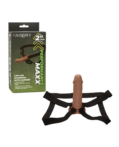 Performance Maxx Life-Like Penis Extension with Harness – Brown