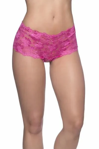 Pink – Lace Crotchless Boyshort –