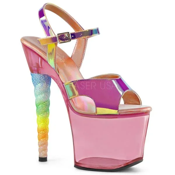Pink/Multi – 7″ Unicorn Horn Platform with Ankle Strap – Size