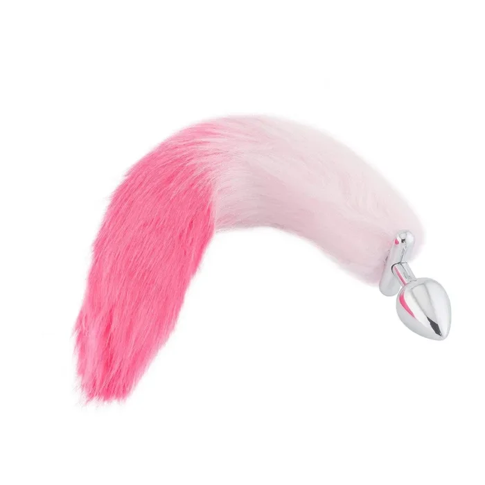 Pink with White Fox Shapeable Metal Tail, 18″