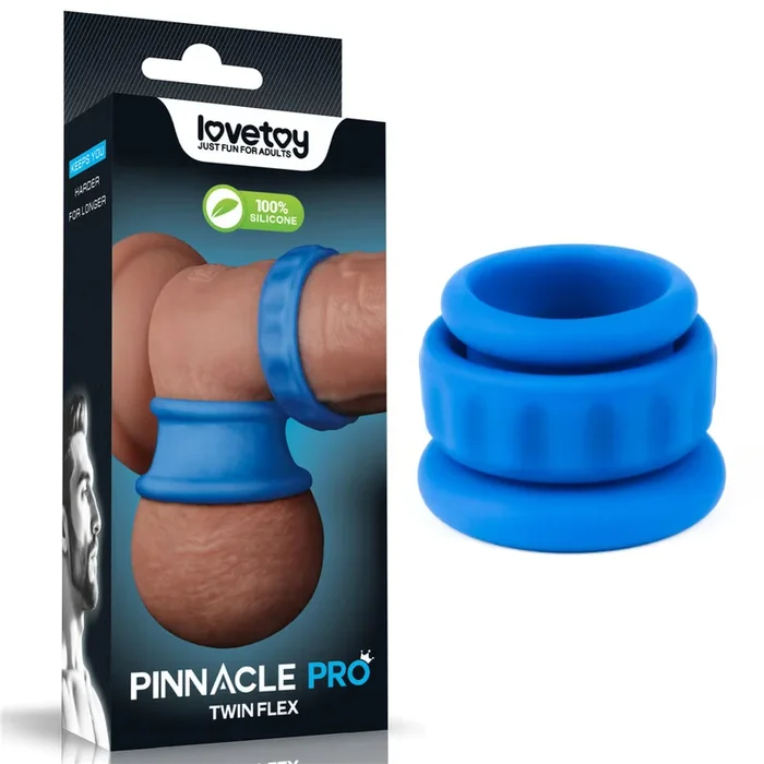 Pinnacle Pro Twin Flex – Blue Cock & Balls Rings