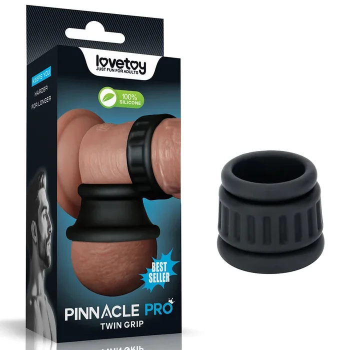 Pinnacle Pro Twin Grip Enhancer – Black Cock & Balls Ring