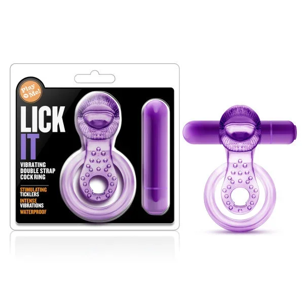 Play With Me – Lick It – Purple Vibrating Cock & Ball Rings