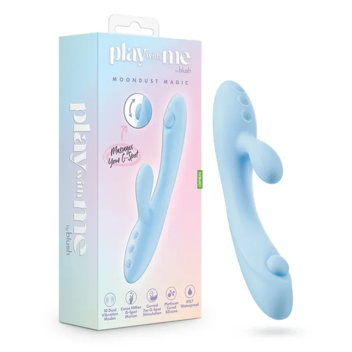 Play With Me – Moondust Magic – Blue 20.3 cm USB Rechargeable Rabbit Vibrator