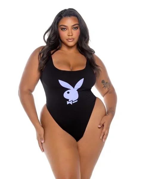 Playboy Icon Bodysuit – Black/Lavender –