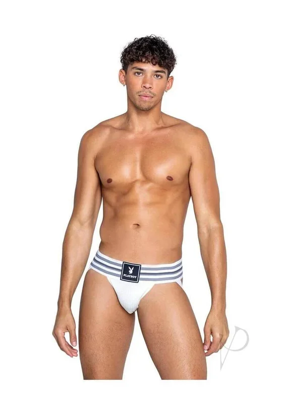 Playboy Mens Locker Room Classic Jock Medium White