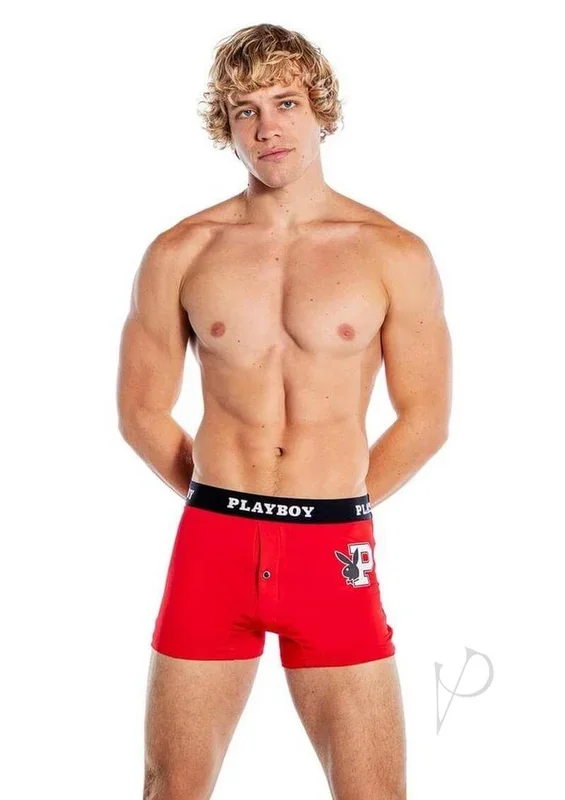Playboy Mens Varsity Boxer Briefs Red 1 XLarge