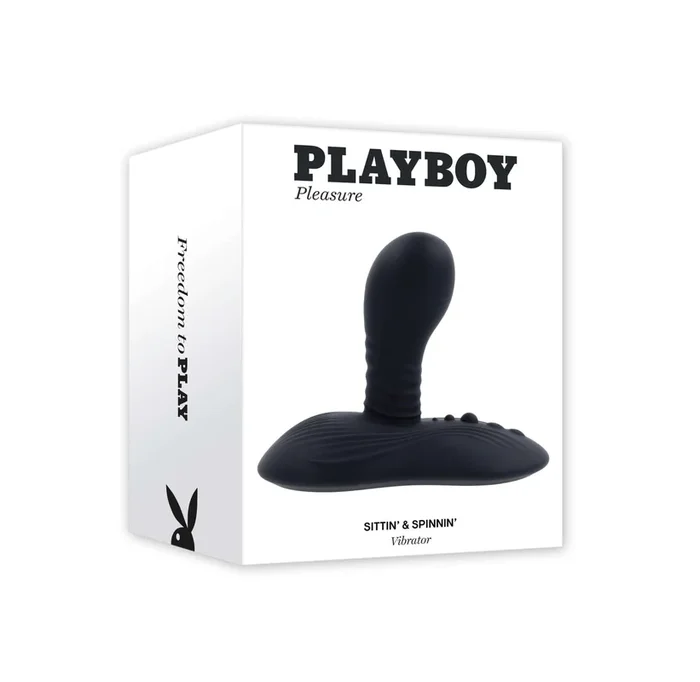 Playboy Sittin And Spinnin Vibrator with Remote Control – Black