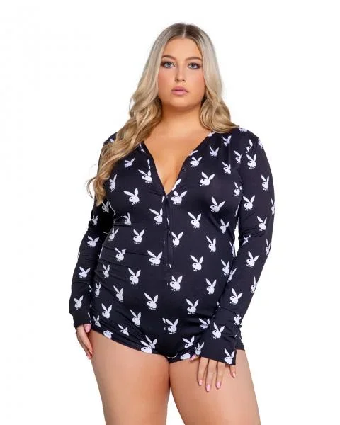 Playboy Slumber Bunny Romper – Black/White –