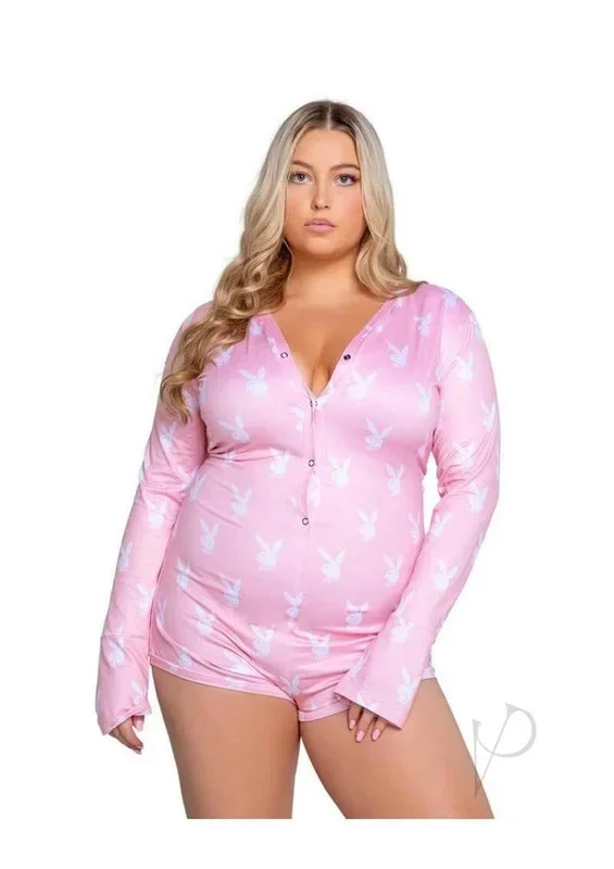 Playboy Slumber Bunny Romper Pink 1 XLarge 2 XLarge