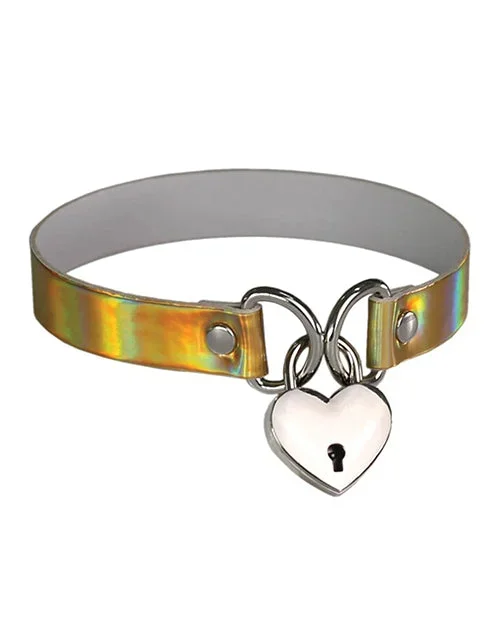Plesur Heart Lock Collar – Holographic Gold