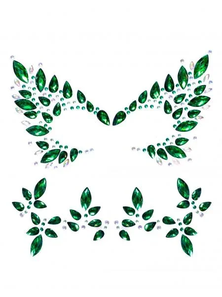Poison Adhesive Face Jewels Sticker – Green – One Size