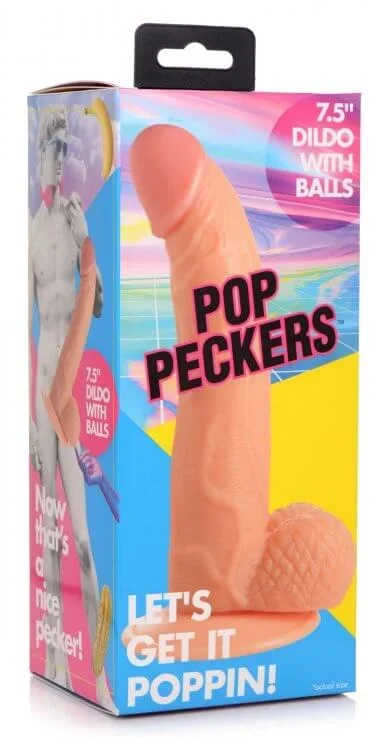Pop 7.5 inches Dildo with Balls Light Skin Tone