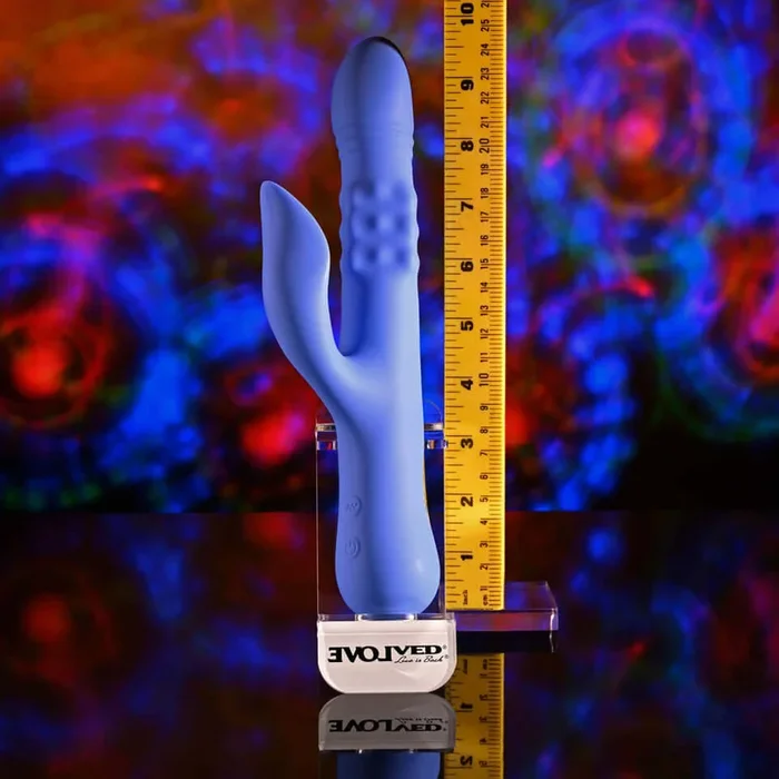 Pop Goes The O Triple Motor Thrusting Rabbit Vibrator – Blue