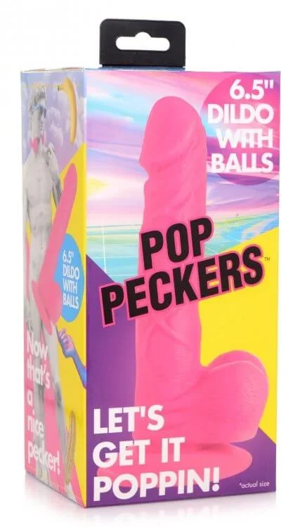 Pop Peckers Dildo with Balls 6.5 inches – Pink