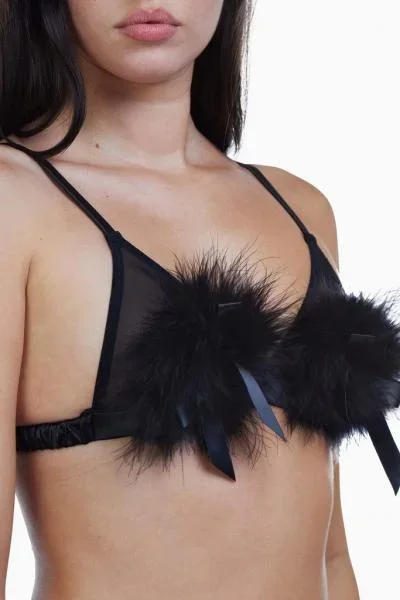 Powder Puff Triangle Bra – Black –