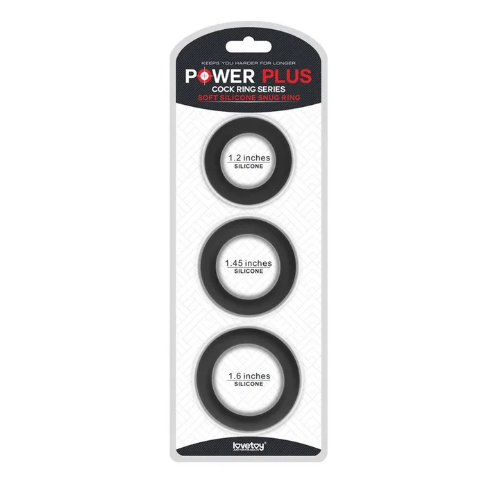 Power Plus Soft Silicone Snug Ring – Black Cock Rings – Set of 3 Sizes