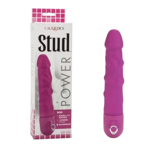 Power Stud Rod Waterproof Vibrator Pink 7 Inch Textured Shaft