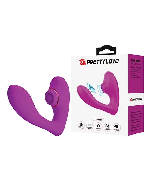 Pretty Love Nauty Thumping & Vibrating Insertable Silicone Vibrator – Fuchsia