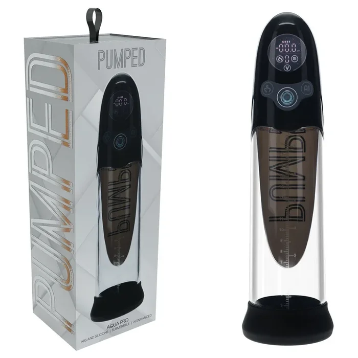 PUMPED Aqua-Pro Auto Pump – Black – Black/Clear USB Rechargeable AI-Enabled Submersible Auto Penis Pump