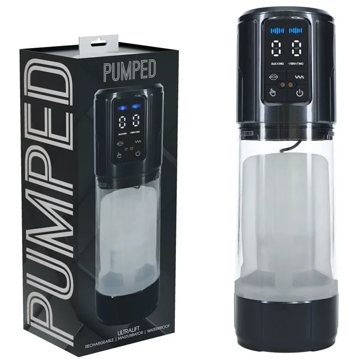 PUMPED UltraLift Automatic Masturbator – Gunmetal Grey/Clear USB Rechargeable Auto Masturbator