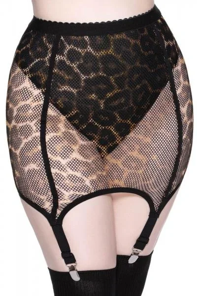 Pussy Power Fishnet Skirt – Leopard –