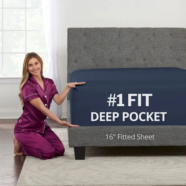 Queen Size Fitted Sheet Only – Real 16” Inch Deep Pocket Queen Fitted Sheet –