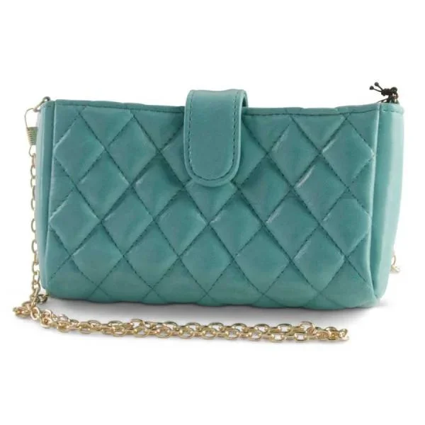 Quilted Faux Leather Wallet Purse – Turquoise