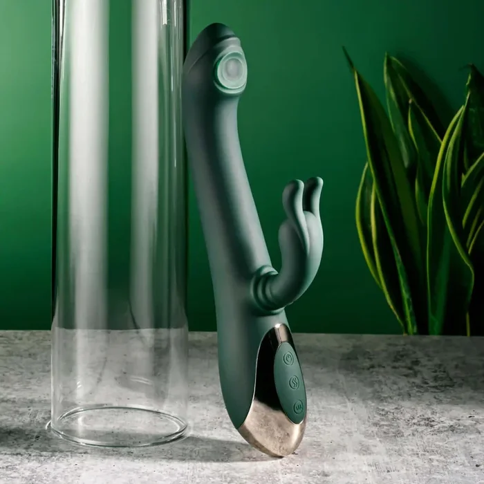 Rabbit Tap Tap Rechargeable Silicone Dual Vibrator – Green